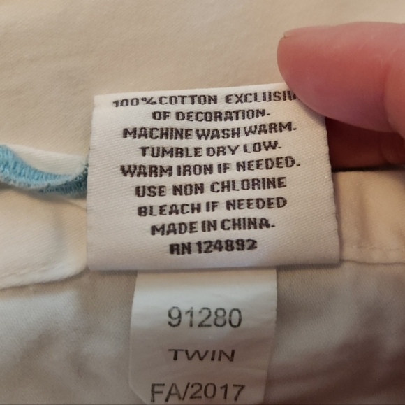 Serena & Lily Wave Percale Duvet And Pillow Shams Twin Size White Blue Piping - Picture 5 of 5